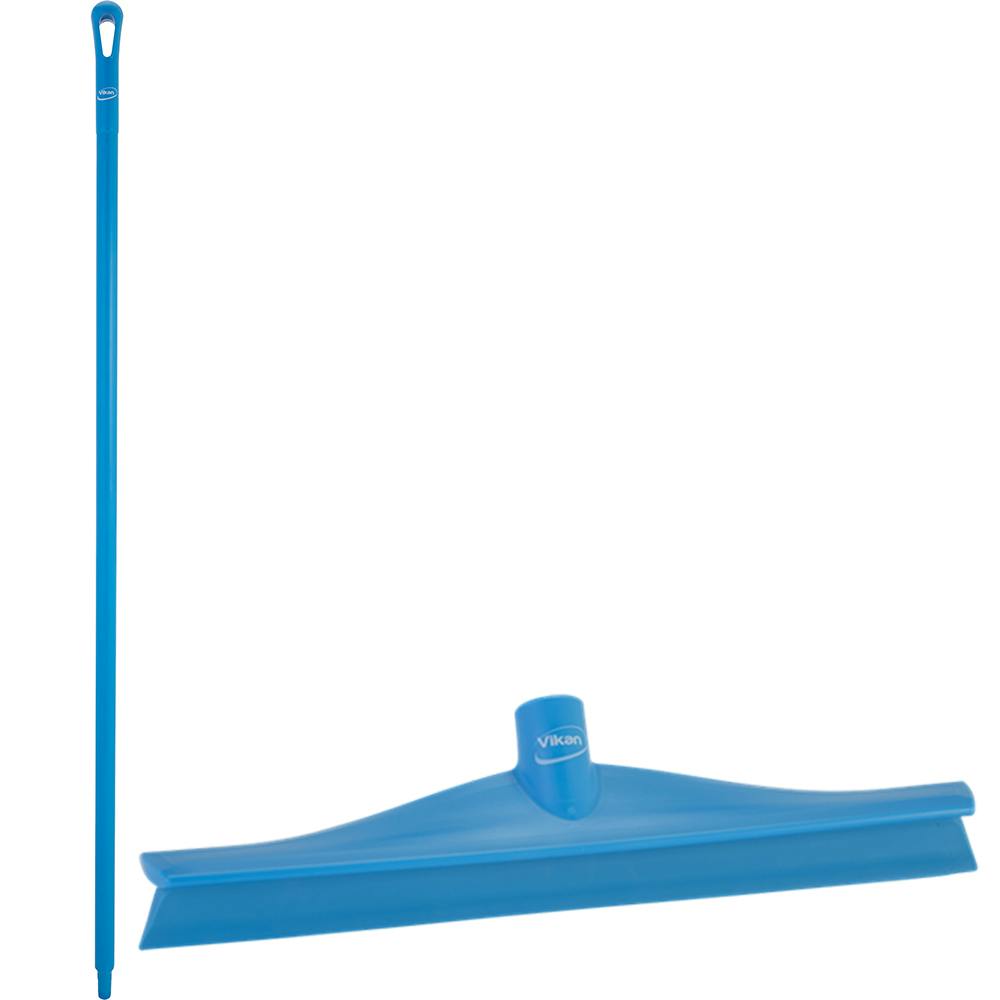 15.7" Blue Polypropylene Vikan® Ultra Hygiene Squeegee with Single TPE Rubber Blade & 59.1" Blue Ultra Hygienic Handle