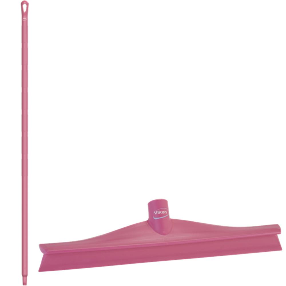 15.7" Pink Polypropylene Vikan® Ultra Hygiene Squeegee with Single TPE Rubber Blade & 59.1" Pink Ultra Hygienic Handle
