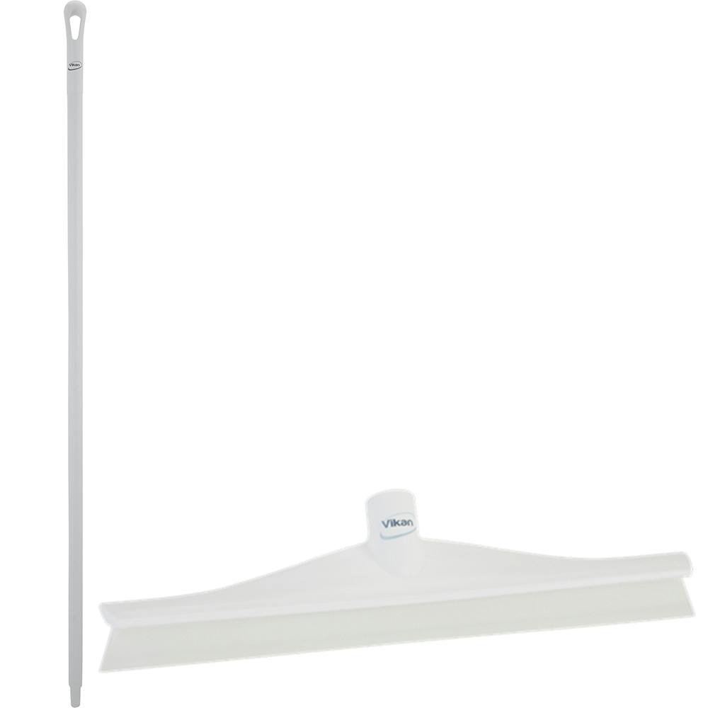 15.7" White Polypropylene Vikan® Ultra Hygiene Squeegee with Single TPE Rubber Blade & 59.1" White Ultra Hygienic Handle
