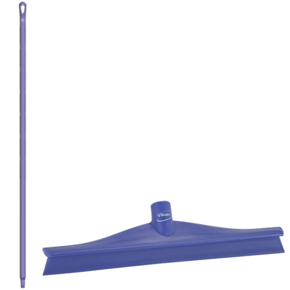 15.7" Purple Polypropylene Vikan® Ultra Hygiene Squeegee with Single TPE Rubber Blade & 59.1" Purple Ultra Hygienic Handle