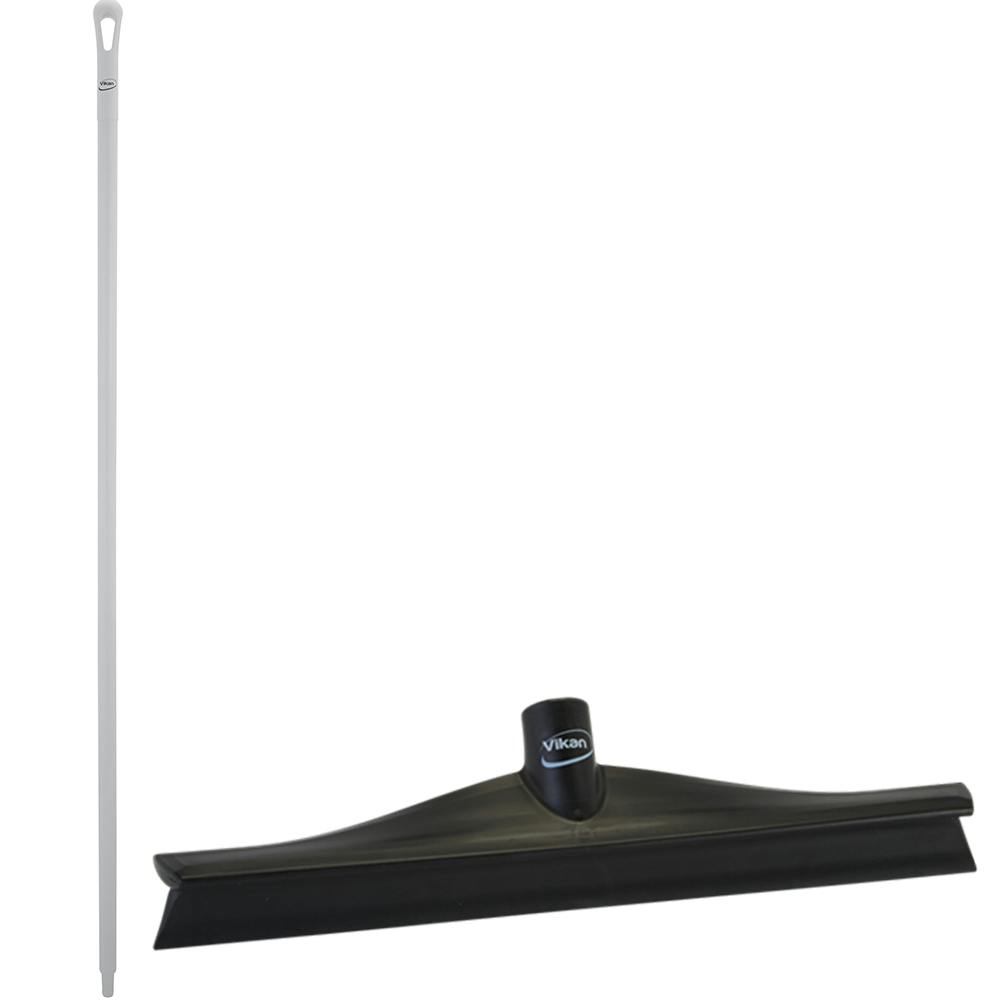 15.7" Black Polypropylene Vikan® Ultra Hygiene Squeegee with Single TPE Rubber Blade & 66.9" White Ultra Hygienic Handle