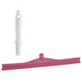 23.6" Pink Polypropylene Vikan® Ultra Hygiene Squeegee with Single TPE Rubber Blade & 6.3" White Mini Handle
