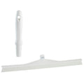 23.6" White Polypropylene Vikan® Ultra Hygiene Squeegee with Single TPE Rubber Blade & 6.3" White Mini Handle