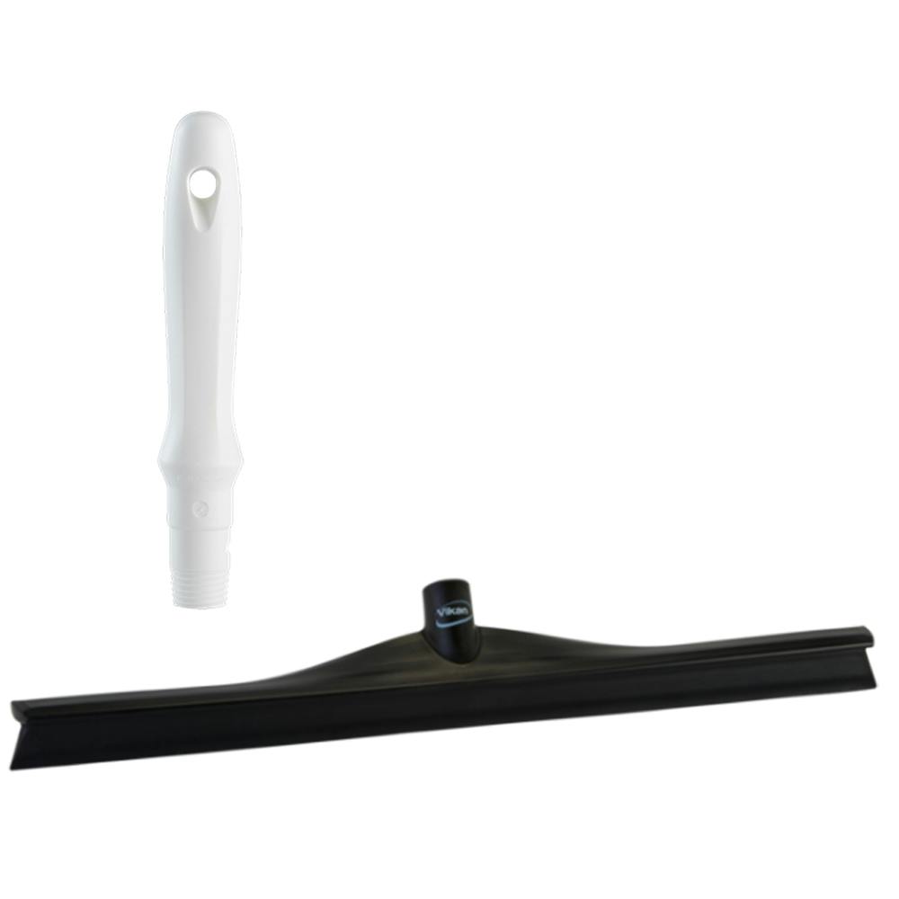 23.6" Black Polypropylene Vikan® Ultra Hygiene Squeegee with Single TPE Rubber Blade & 6.3" White Mini Handle