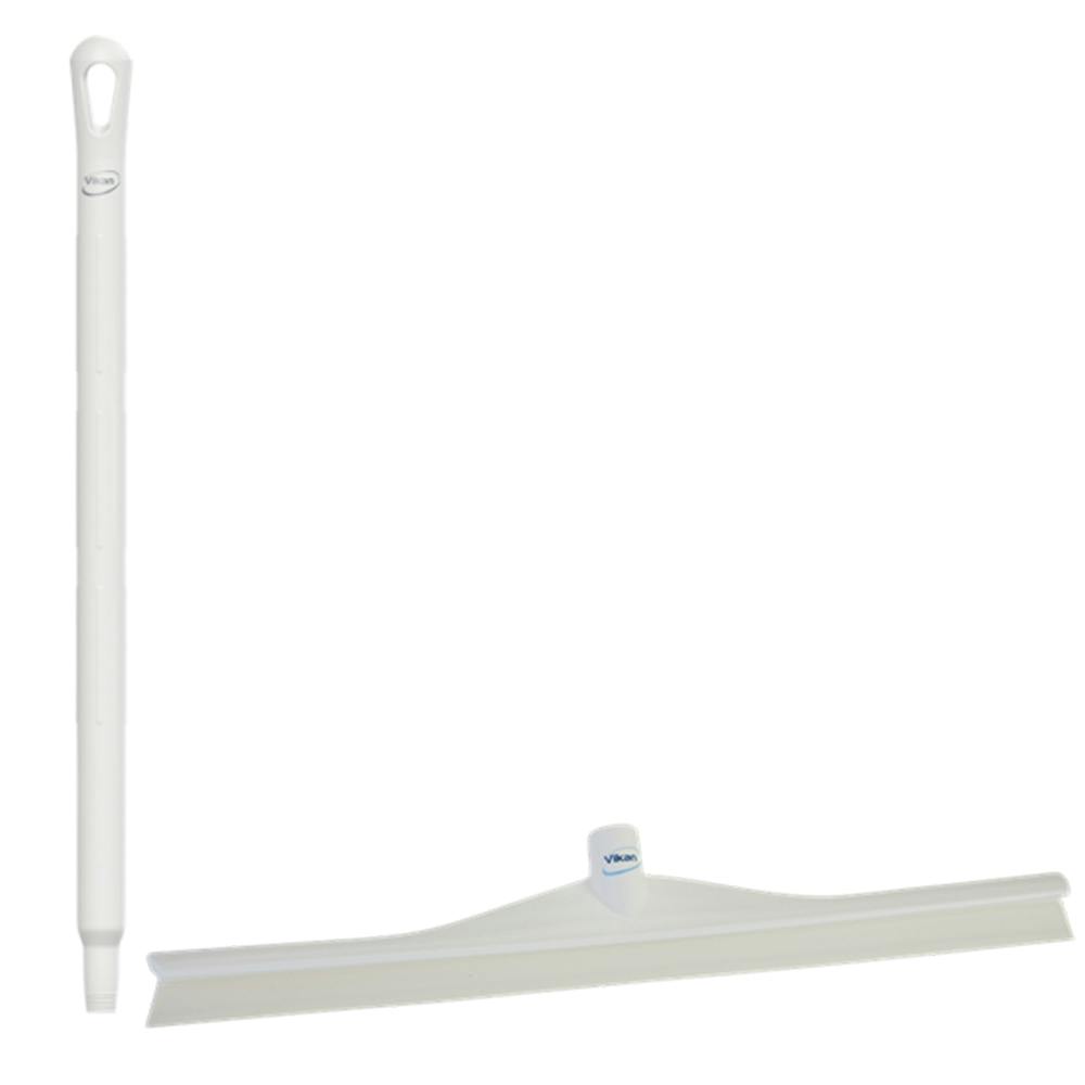 23.6" White Polypropylene Vikan® Ultra Hygiene Squeegee with Single TPE Rubber Blade & 25.6" White Ultra Hygienic Handle