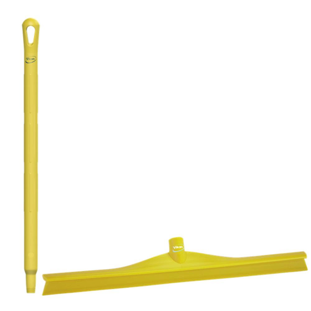 23.6" Yellow Polypropylene Vikan® Ultra Hygiene Squeegee with Single TPE Rubber Blade & 25.6" Yellow Ultra Hygienic Handle