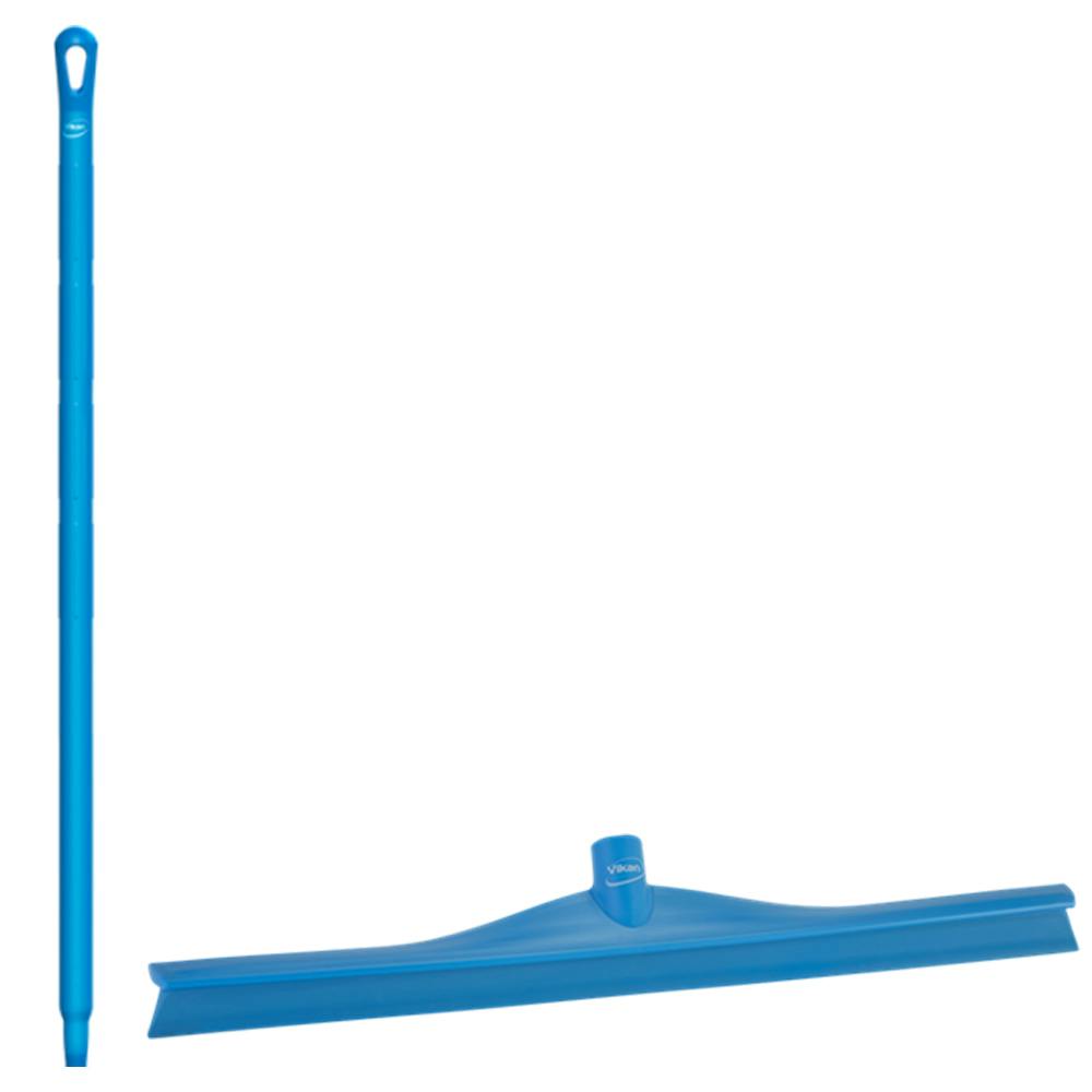 23.6" Blue Polypropylene Vikan® Ultra Hygiene Squeegee with Single TPE Rubber Blade & 39.4" Blue Ultra Hygienic Handle