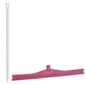 23.6" Pink Polypropylene Vikan® Ultra Hygiene Squeegee with Single TPE Rubber Blade & 39.4" White Ultra Hygienic Handle