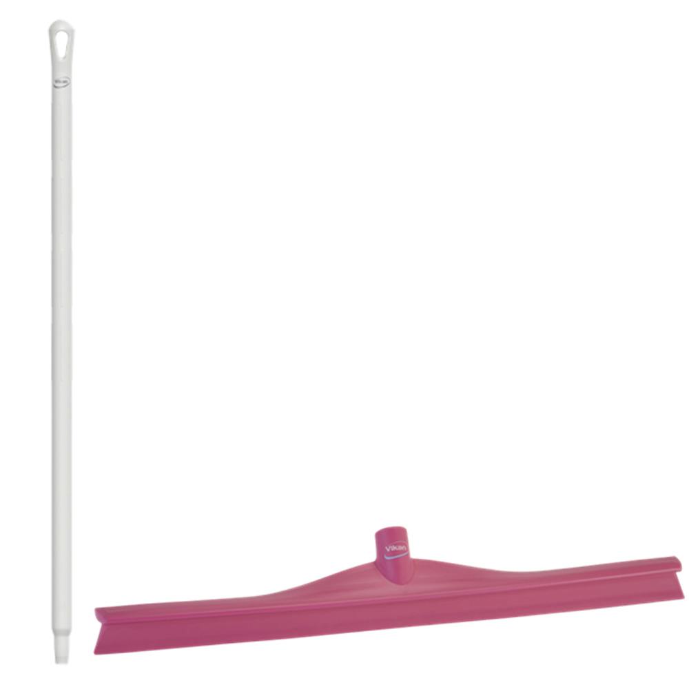 23.6" Pink Polypropylene Vikan® Ultra Hygiene Squeegee with Single TPE Rubber Blade & 39.4" White Ultra Hygienic Handle