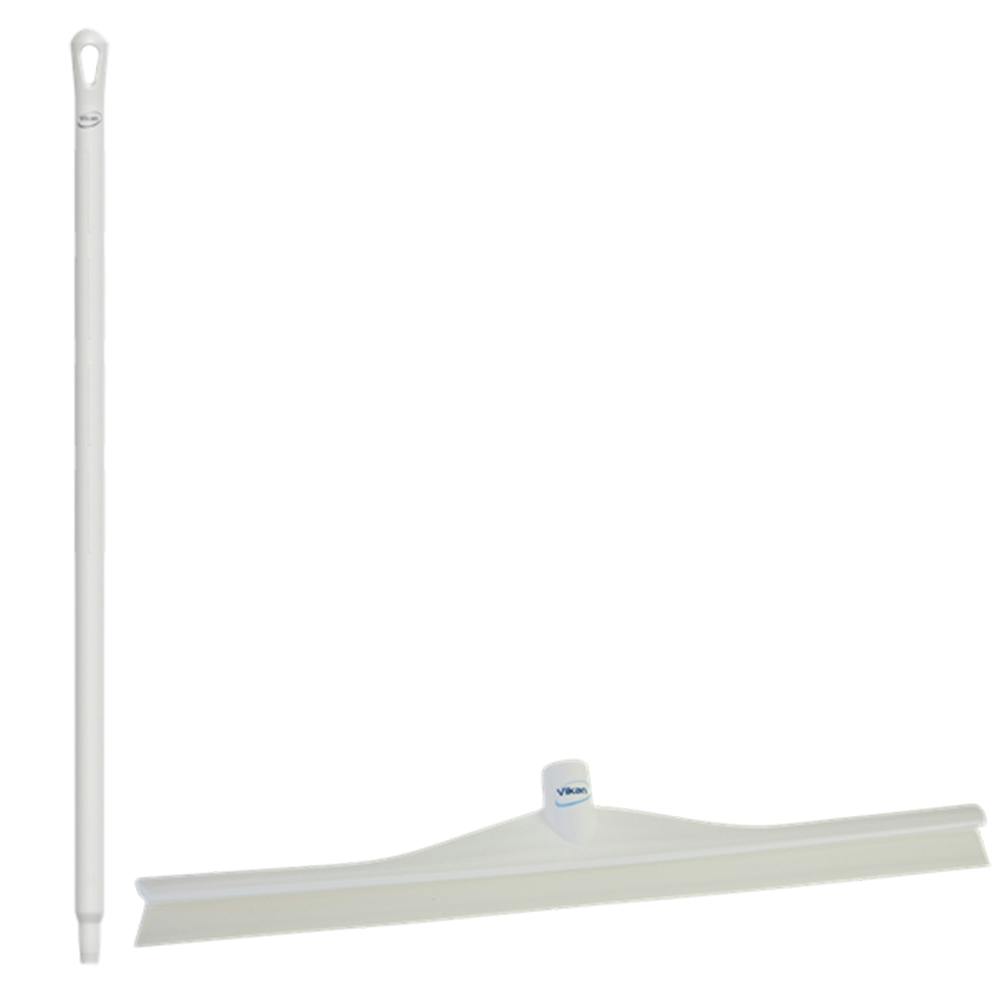 23.6" White Polypropylene Vikan® Ultra Hygiene Squeegee with Single TPE Rubber Blade & 39.4" White Ultra Hygienic Handle