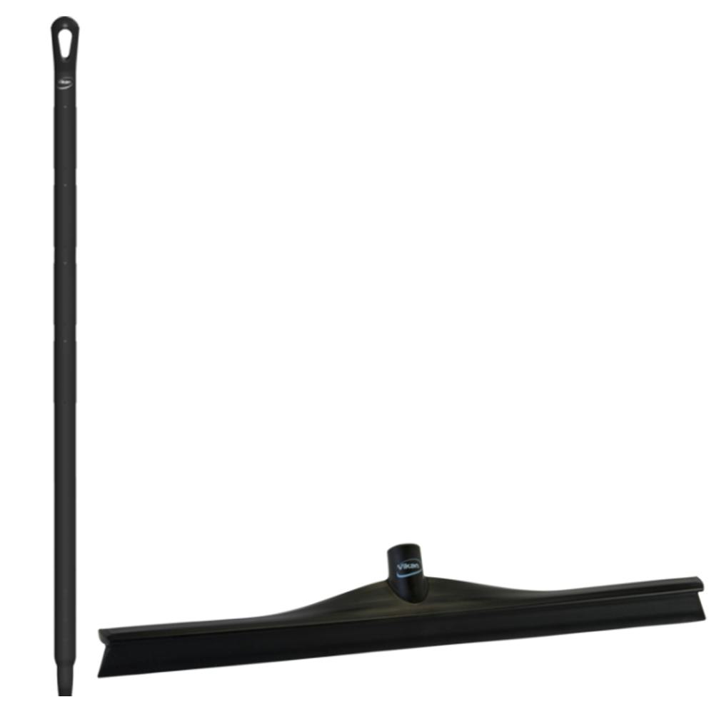23.6" Black Polypropylene Vikan® Ultra Hygiene Squeegee with Single TPE Rubber Blade & 39.4" Black Ultra Hygienic Handle
