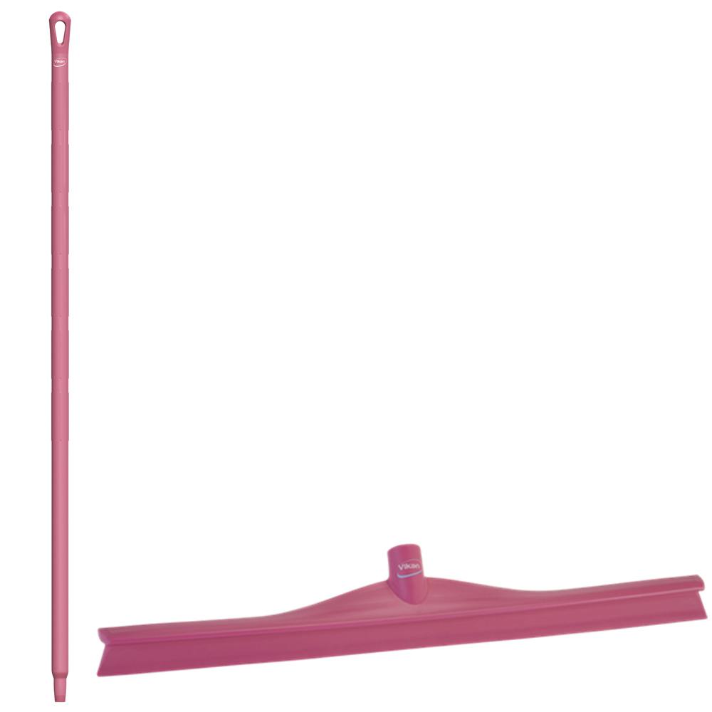 23.6" Pink Polypropylene Vikan® Ultra Hygiene Squeegee with Single TPE Rubber Blade & 51.2" Pink Ultra Hygienic Handle