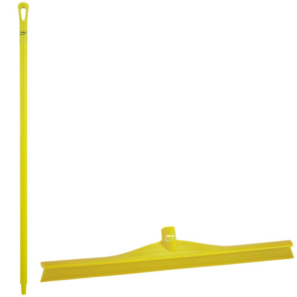 23.6" Yellow Polypropylene Vikan® Ultra Hygiene Squeegee with Single TPE Rubber Blade & 51.2" Yellow Ultra Hygienic Handle