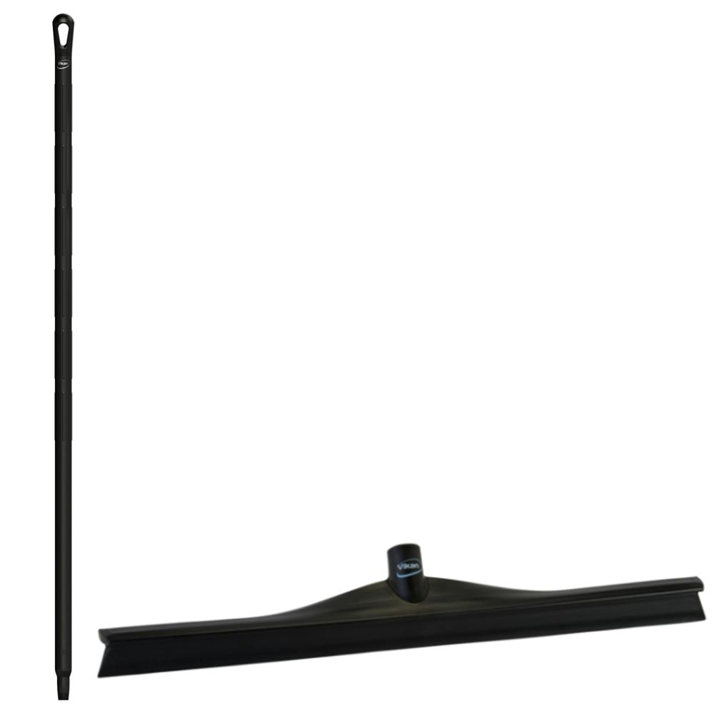 23.6" Black Polypropylene Vikan® Ultra Hygiene Squeegee with Single TPE Rubber Blade & 51.2" Black Ultra Hygienic Handle