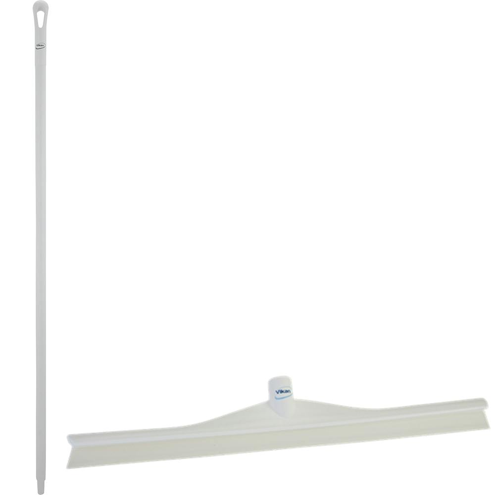 23.6" White Polypropylene Vikan® Ultra Hygiene Squeegee with Single TPE Rubber Blade & 59.1" White Ultra Hygienic Handle