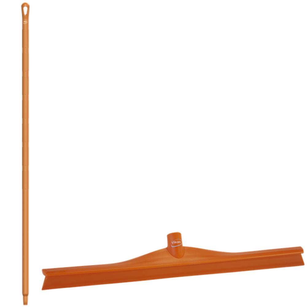23.6" Orange Polypropylene Vikan® Ultra Hygiene Squeegee with Single TPE Rubber Blade & 59.1" Orange Ultra Hygienic Handle