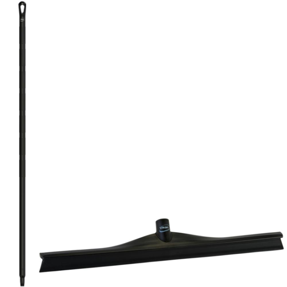 23.6" Black Polypropylene Vikan® Ultra Hygiene Squeegee with Single TPE Rubber Blade & 59.1" Black Ultra Hygienic Handle