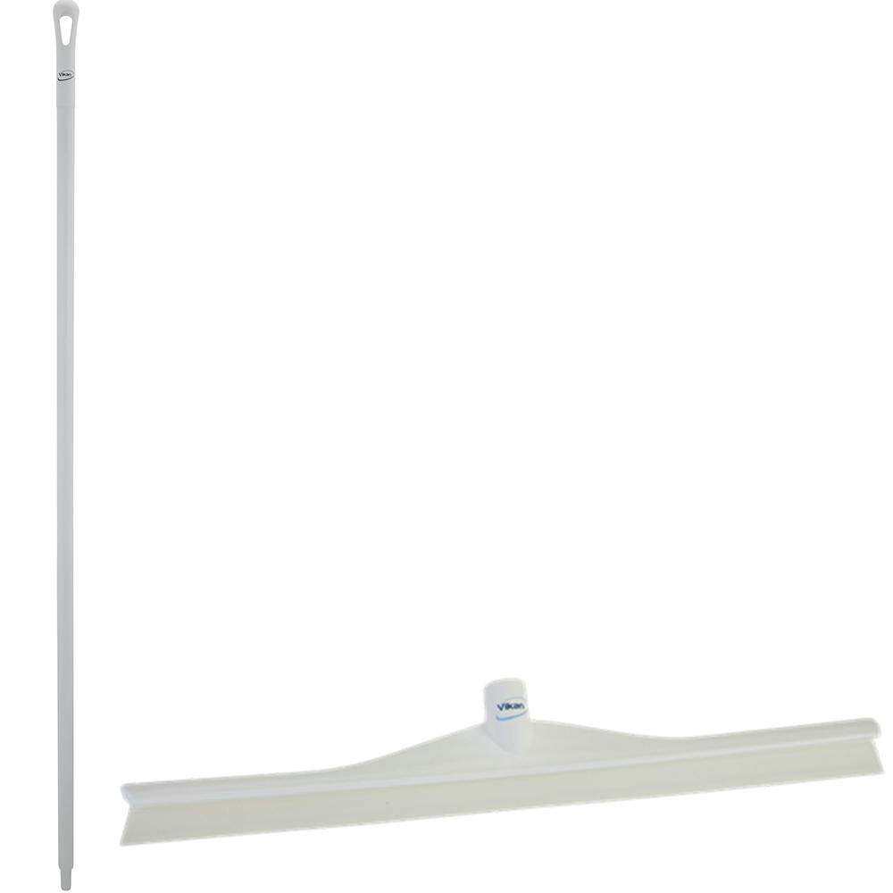 23.6" White Polypropylene Vikan® Ultra Hygiene Squeegee with Single TPE Rubber Blade & 66.9" White Ultra Hygienic Handle