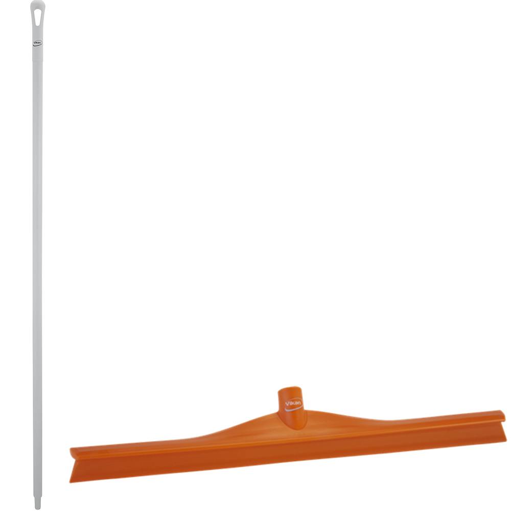 23.6" Orange Polypropylene Vikan® Ultra Hygiene Squeegee with Single TPE Rubber Blade & 66.9" White Ultra Hygienic Handle