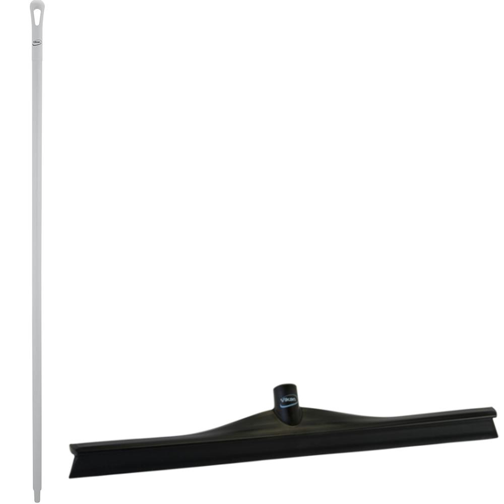 23.6" Black Polypropylene Vikan® Ultra Hygiene Squeegee with Single TPE Rubber Blade & 66.9" White Ultra Hygienic Handle