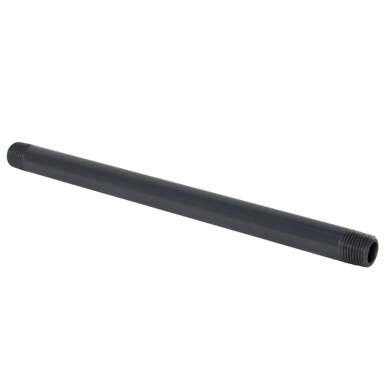 1/2" MNPT x 1/2" MNPT Smooth Gray Schedule 80 PVC Pipe Nipple - 12" L