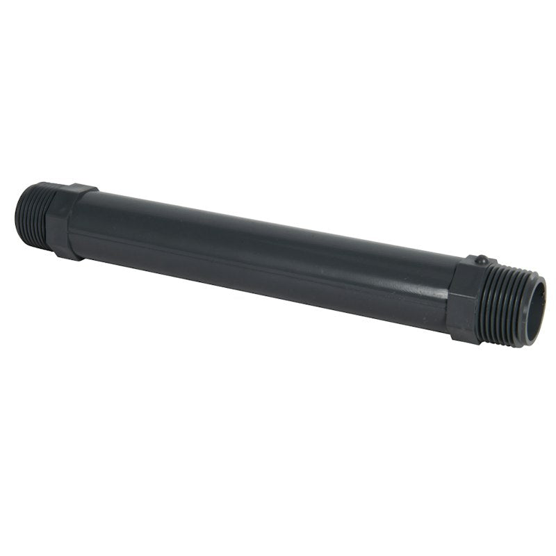 1" MNPT x 1" MNPT End Hex Gray Schedule 80 PVC Pipe Nipple - 10" L