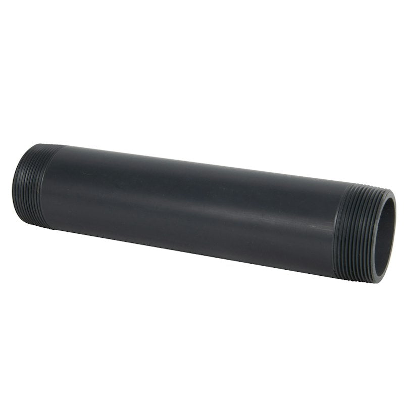 2" MNPT x 2" MNPT Smooth Gray Schedule 80 PVC Pipe Nipple - 10" L