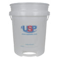 5 Gallon Natural HDPE USP Premium Built-In Bottom Handle Graduated Round Bucket with Wire Handle (Lid Sold Separately)