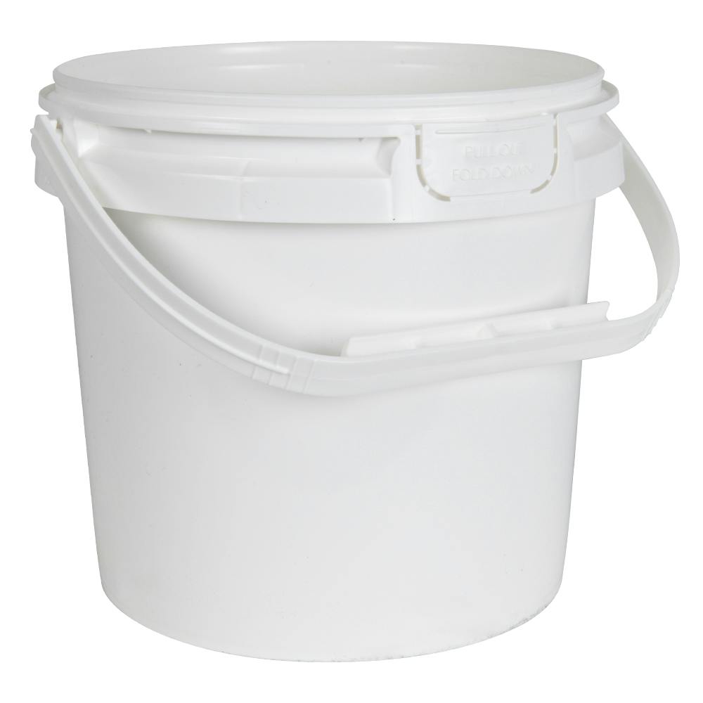 1 Gallon White HDPE Tamper-Evident Round M5 Lightweight Bucket with Plastic Handle (Lid Sold Separately)