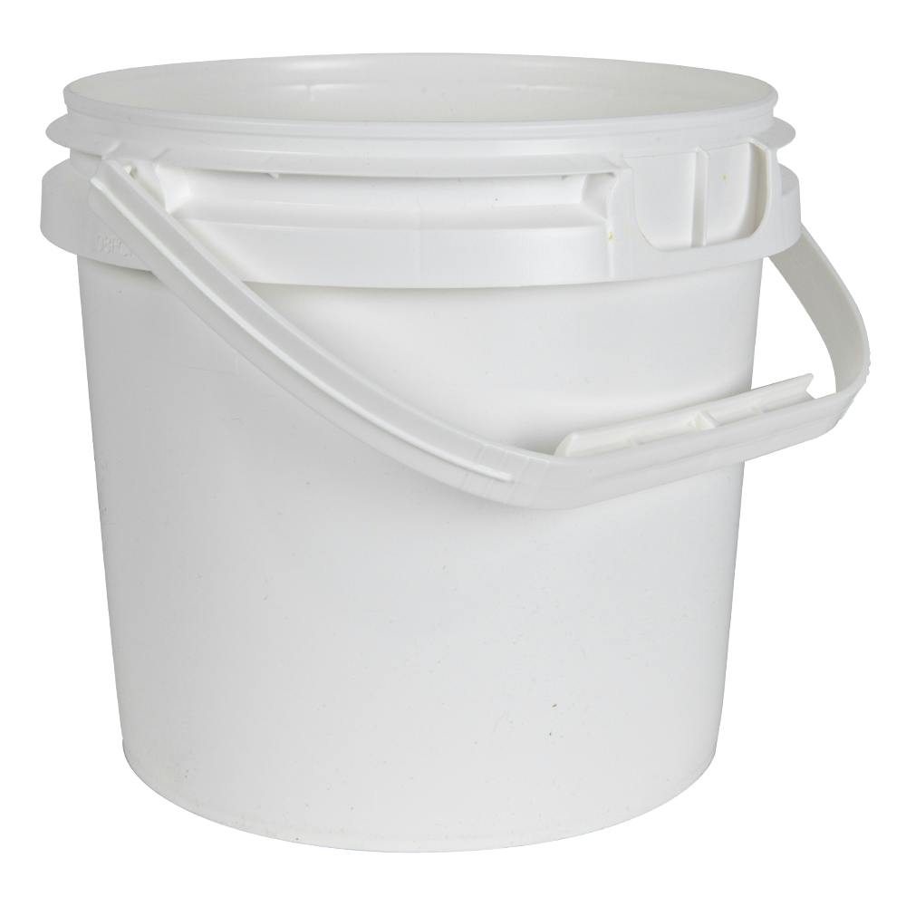 1 Gallon White HDPE Round M5 Lightweight Bucket with Plastic Handle (Lid Sold Separately)
