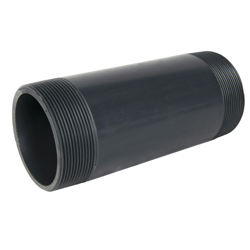 4" MNPT x 4" MNPT Smooth Gray Schedule 80 PVC Pipe Nipple - 10" L