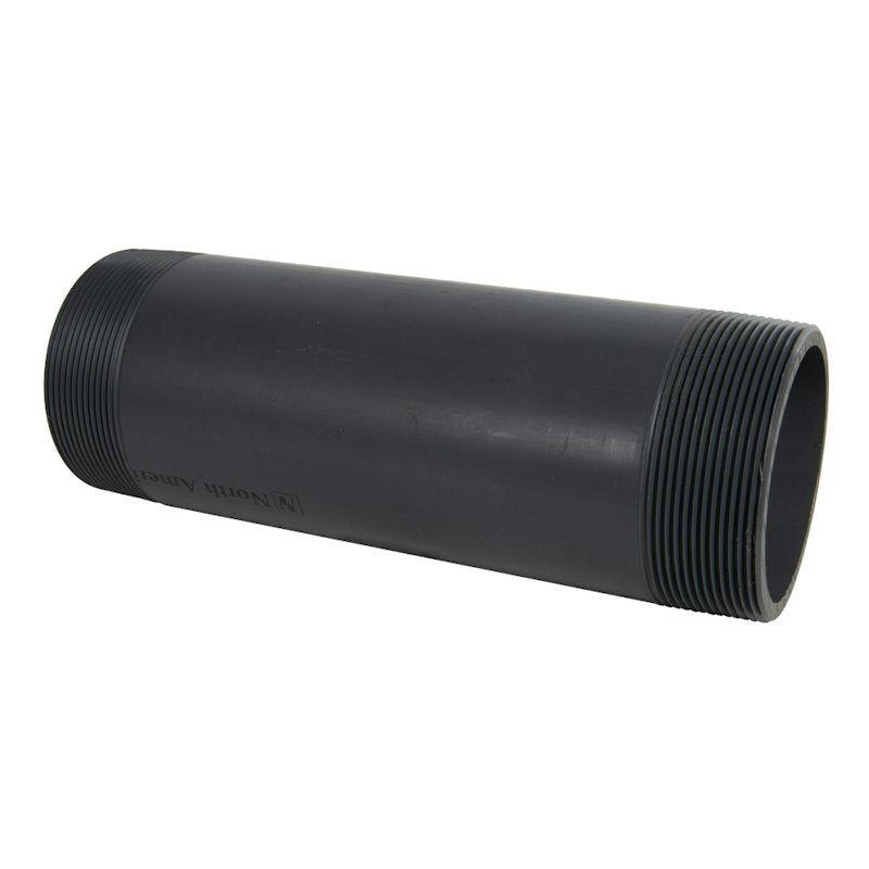 4" MNPT x 4" MNPT Smooth Gray Schedule 80 PVC Pipe Nipple - 12" L
