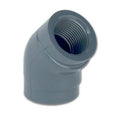 1-1/2" Schedule 80 Gray PVC Threaded 45° Elbow
