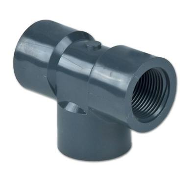 1-1/4" Schedule 80 Gray PVC Threaded Tee