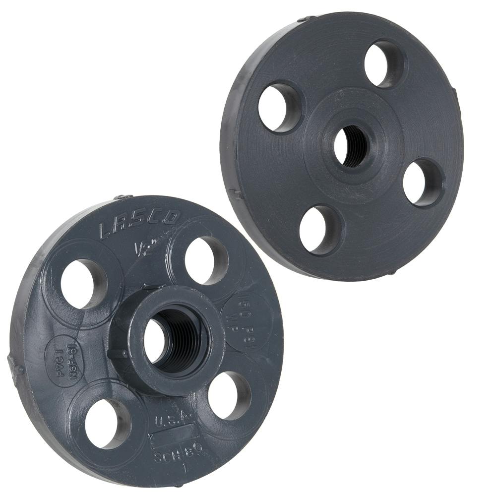 1/2" Schedule 80 Gray PVC Threaded 150 lb. Companion Flange