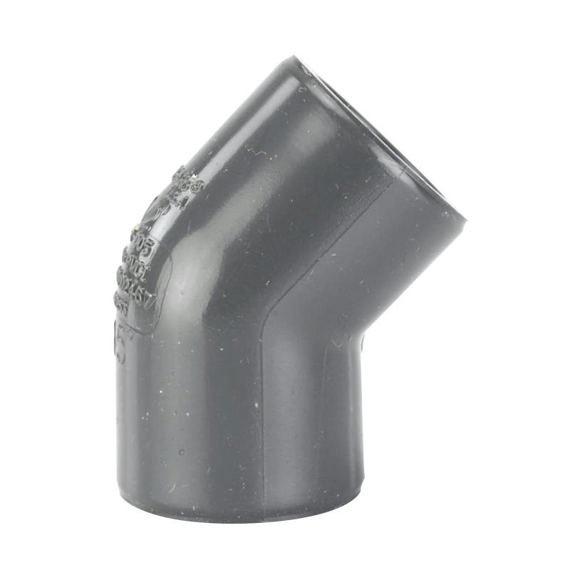 1/2" NPT Schedule 80 Gray PVC Threaded 45° Elbow