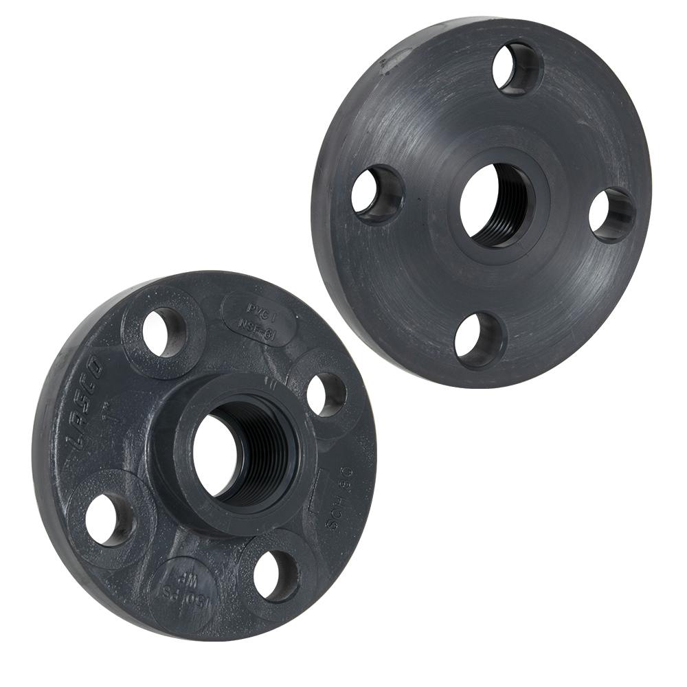 1" Schedule 80 Gray PVC Threaded 150 lb. Companion Flange