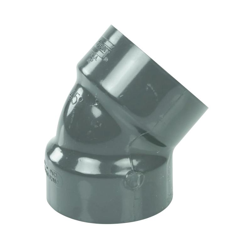 1-1/2" NPT Schedule 80 Gray PVC Threaded 45° Elbow