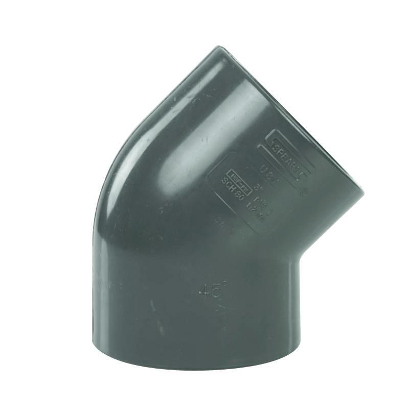 3" NPT Schedule 80 Gray PVC Threaded 45° Elbow