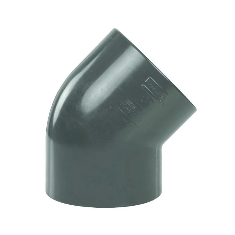 4" NPT Schedule 80 Gray PVC Threaded 45° Elbow