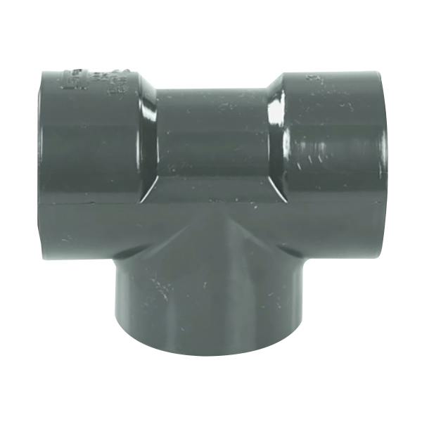 1-1/4" Schedule 80 Gray PVC Threaded Tee