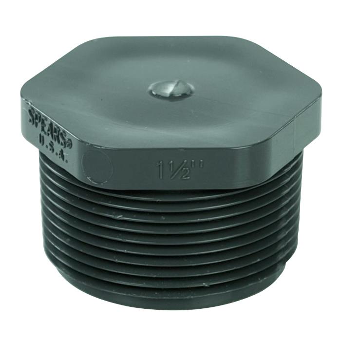 1-1/2" Schedule 80 Gray PVC Threaded Plug