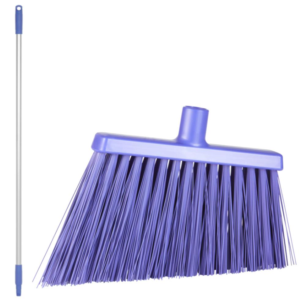 11.4" Purple Polypropylene Vikan® Angle Cut Broom with Stiff Bristles & 49.6" Aluminum Handle with Purple Tip & Cap
