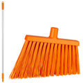 11.4" Orange Polypropylene Vikan® Angle Cut Broom with Stiff Bristles & 57.5" Aluminum Handle with Orange Tip & Cap