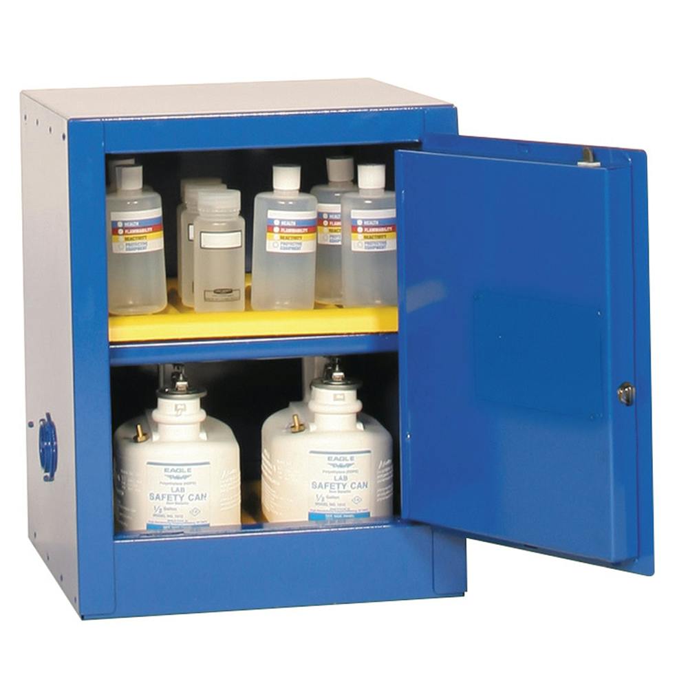 4 Gallon Blue Benchtop Eagle Acid Cabinet with 1 Self-Closing Door