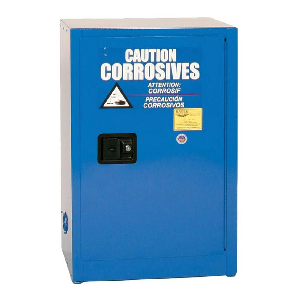 12 Gallon Blue Compact Eagle Acid Cabinet with 1 Manual-Close Door