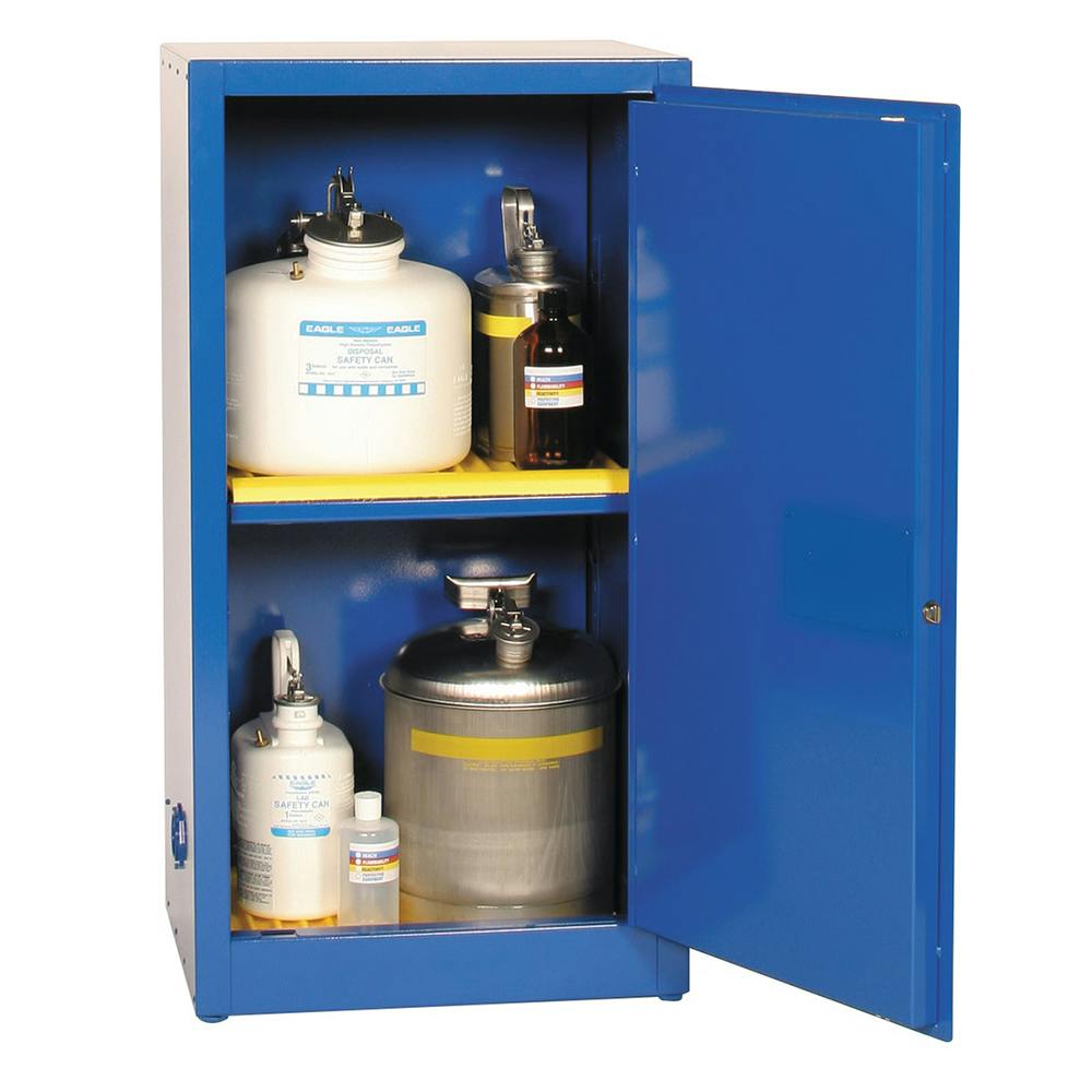 16 Gallon Blue Compact Eagle Acid Cabinet with 1 Manual-Close Door