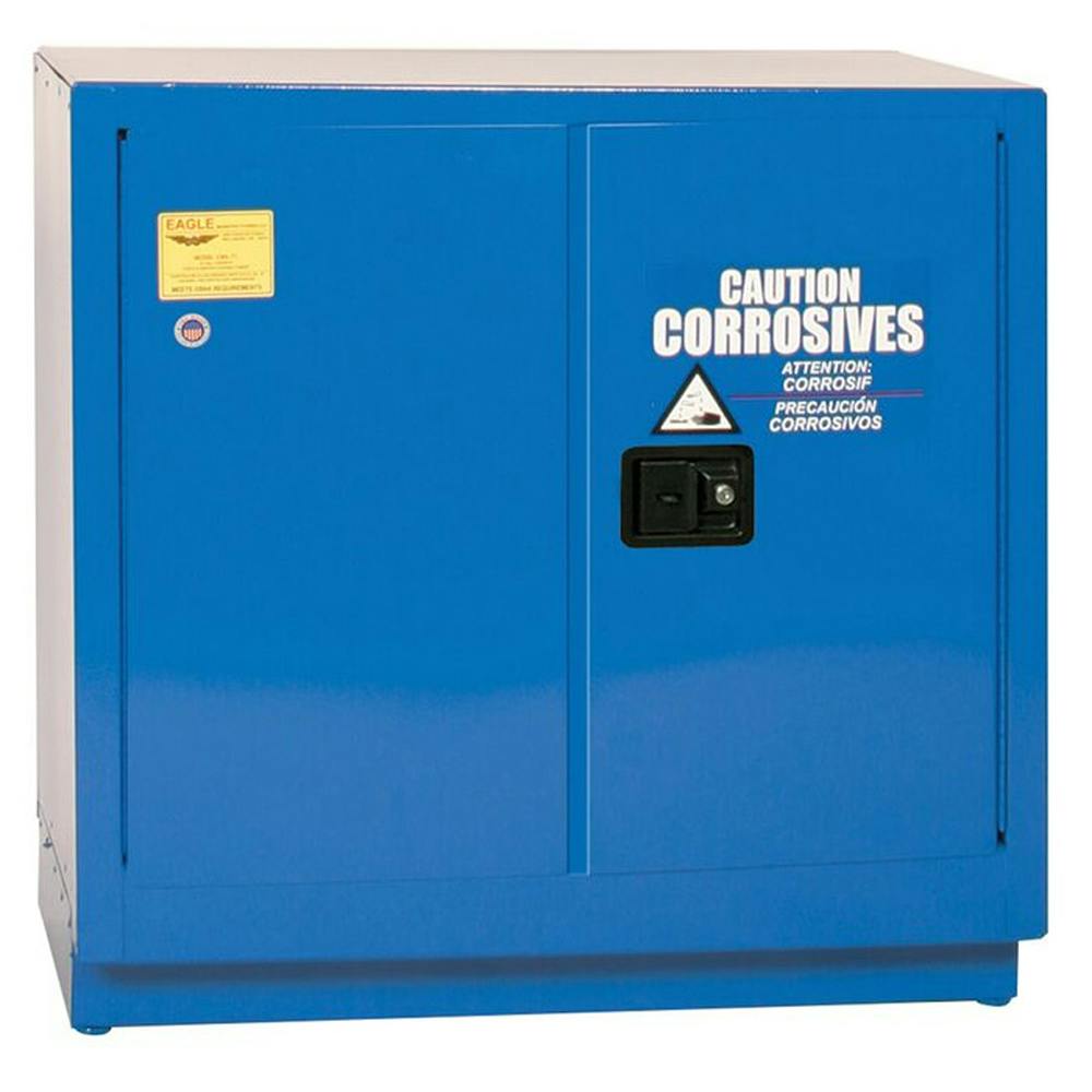 22 Gallon Blue Under Cabinet Eagle Acid Cabinet with 2 Manual-Close Doors