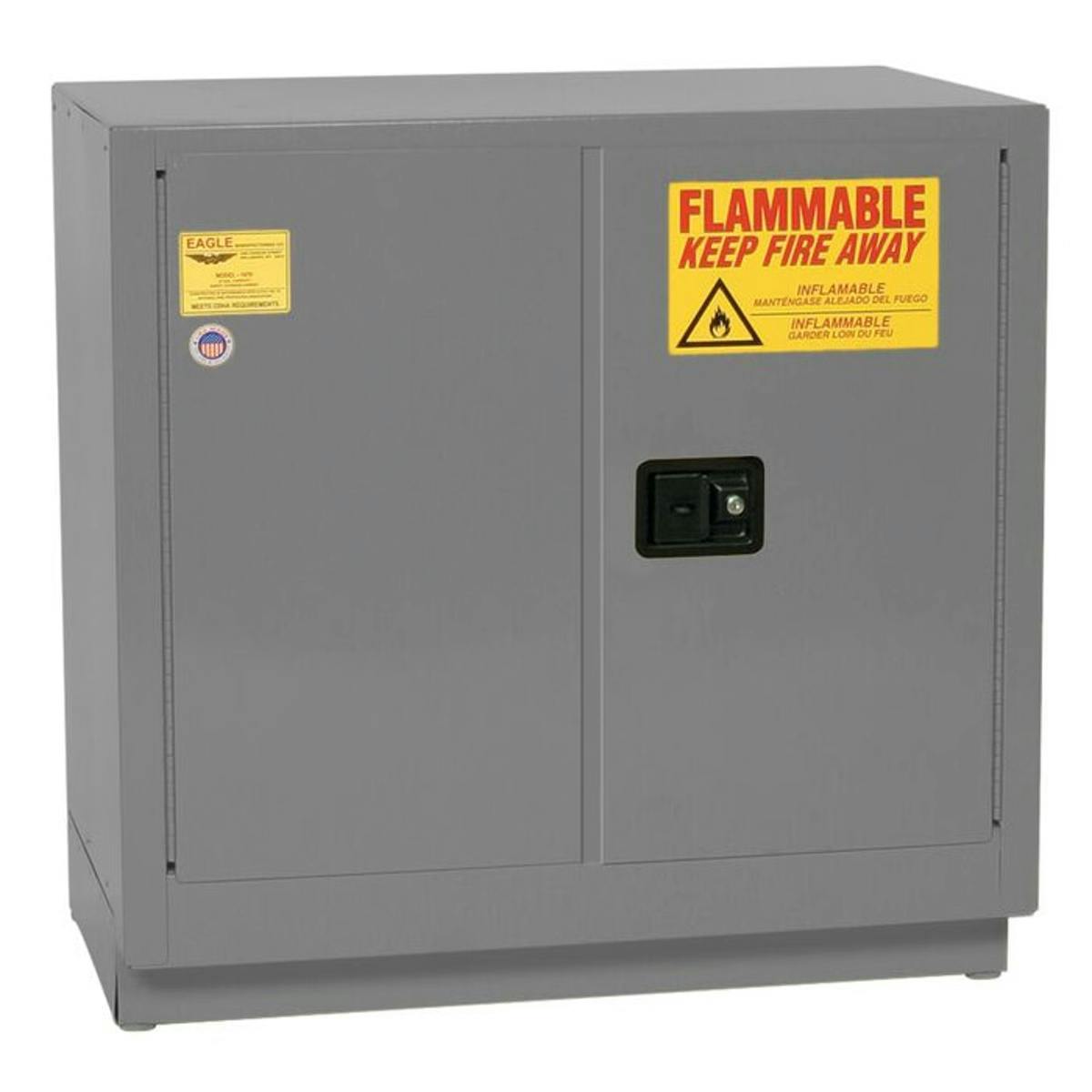 22 Gallon Gray Eagle Under Counter Safety Cabinet with 2 Manual-Close Doors
