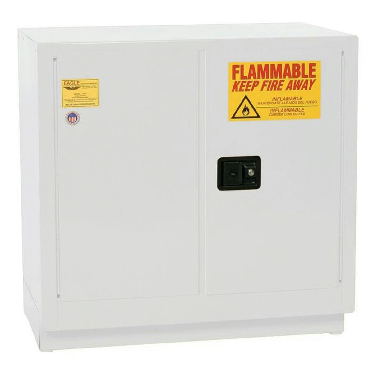 22 Gallon White Eagle Under Counter Safety Cabinet with 2 Self-Closing Doors
